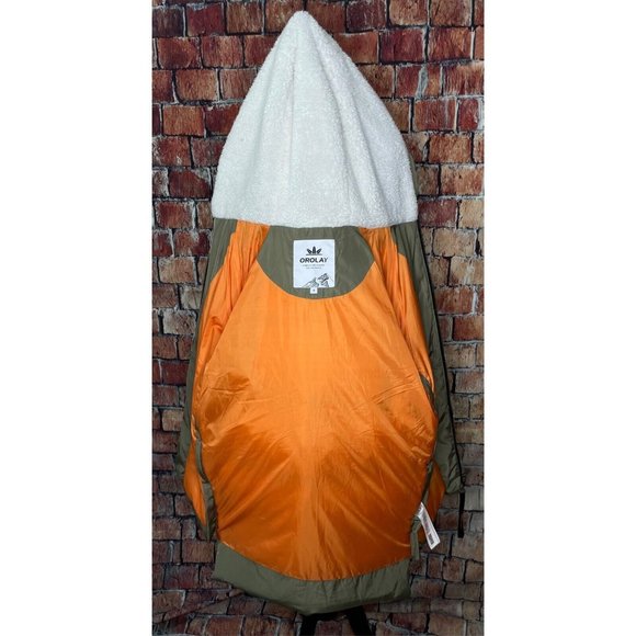 OROLAY Thickened Down Jacket Coat Parka Faux Sherpa Lined Hooded Green Small - Picture 10 of 11